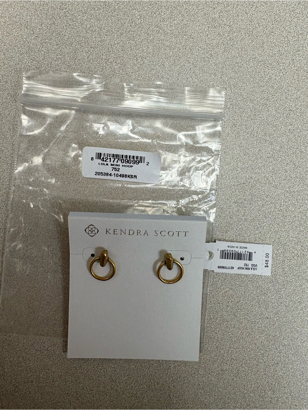Kendra Scott Lola Mini Hoop Earrings Gold Tone New With Tags